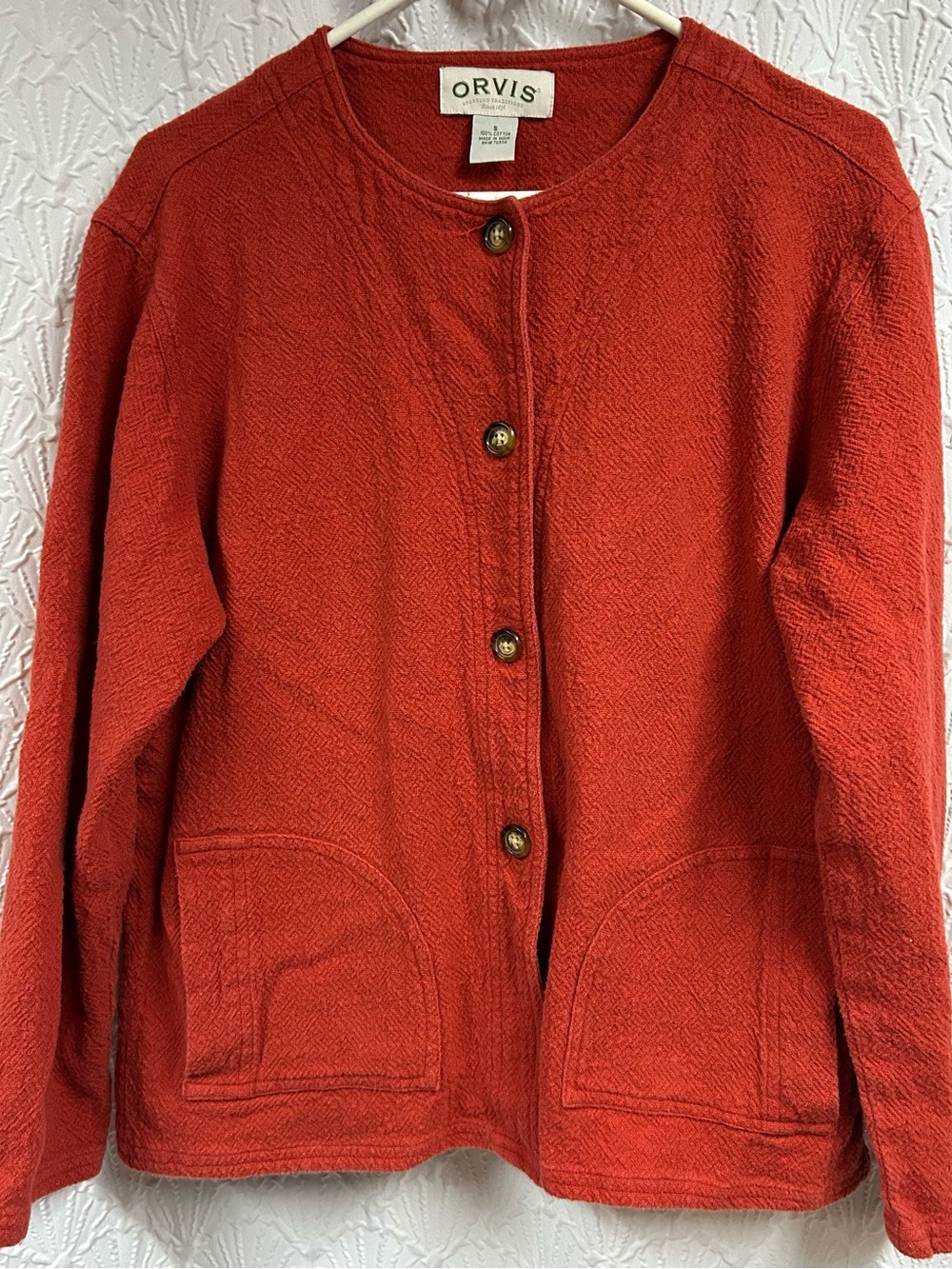 Orvis Women's Rust Button-Front Textured Cardigan